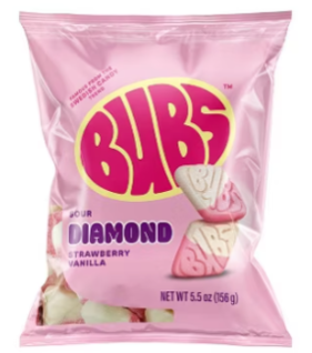 Bubs Sour Diamond Strawberry Vanilla Swedish Gummies 5.5oz 8ct
